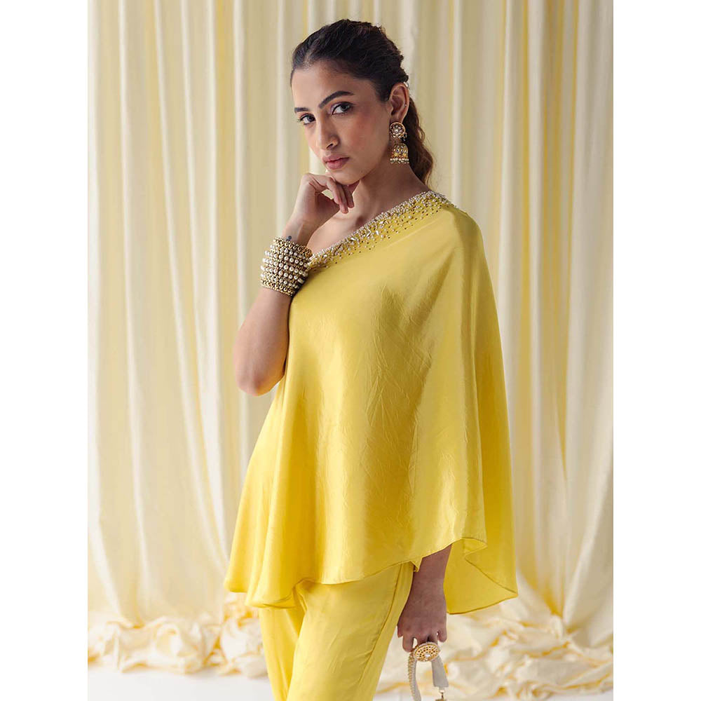 LABEL NAARITI Zurain Yellow Top with Sharara (Set of 2)