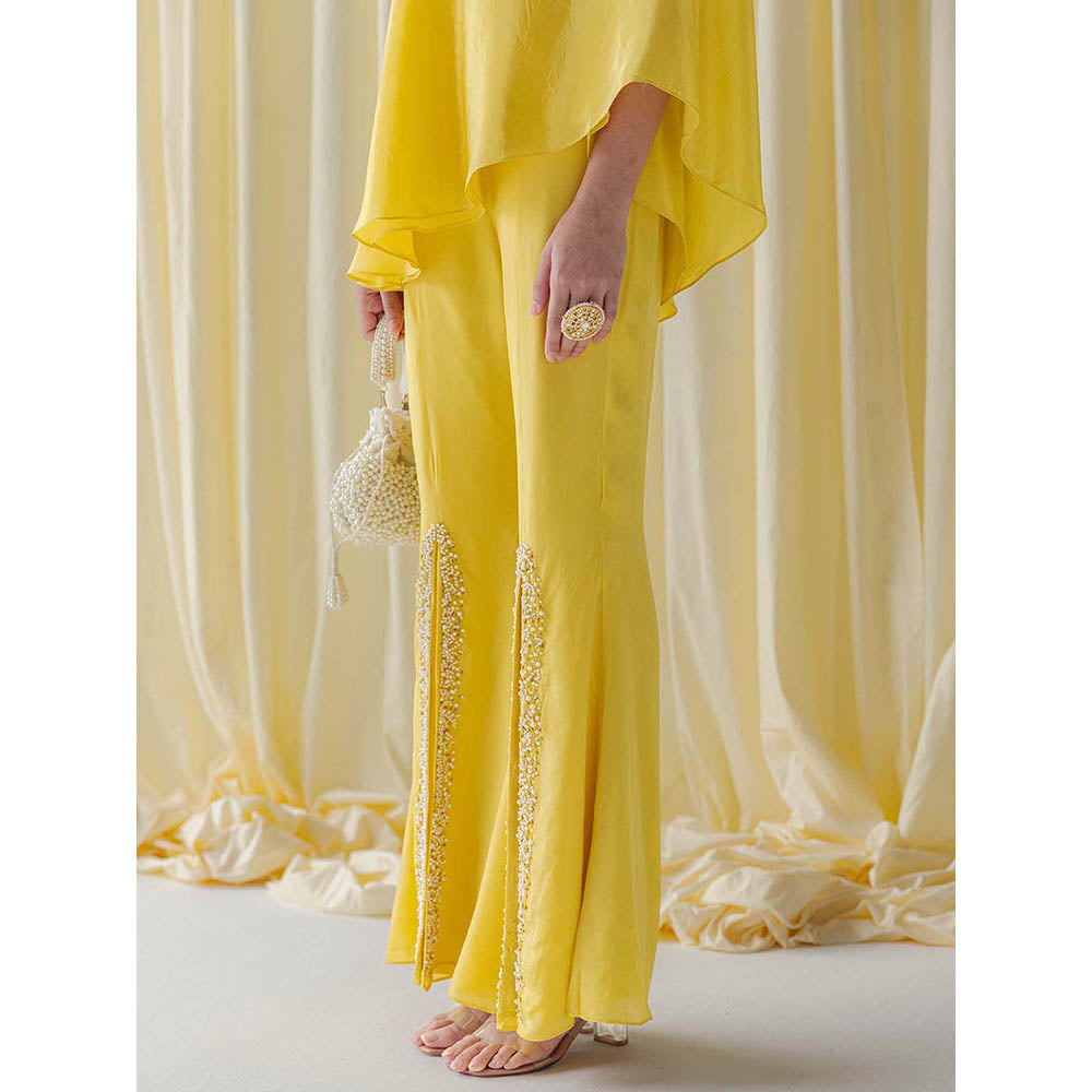 LABEL NAARITI Zurain Yellow Top with Sharara (Set of 2)