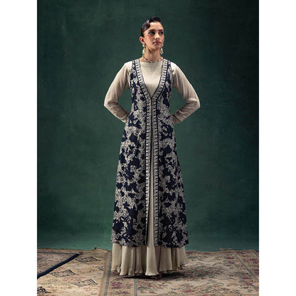 LABEL NAARITI Tehzeeb Multi-Color Gown with Jacket (Set of 2)