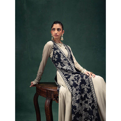 LABEL NAARITI Tehzeeb Multi-Color Gown with Jacket (Set of 2)