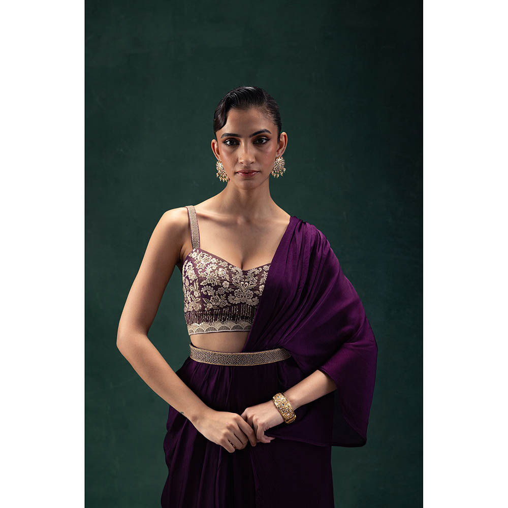 LABEL NAARITI Kiara Pre-Draped Saree with Stitched Blouse