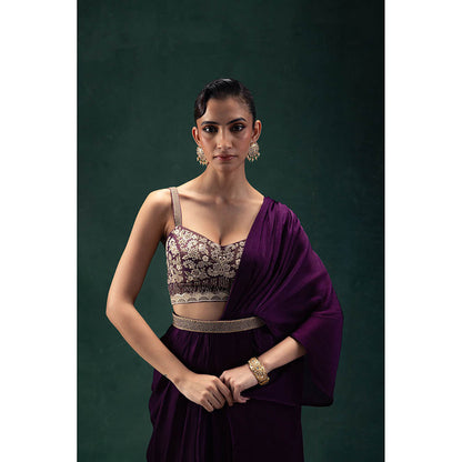 LABEL NAARITI Kiara Pre-Draped Saree with Stitched Blouse