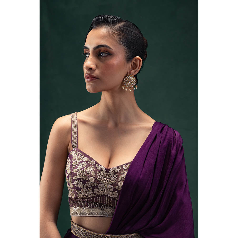 LABEL NAARITI Kiara Pre-Draped Saree with Stitched Blouse