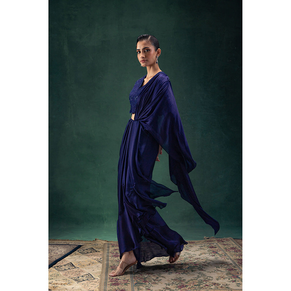 LABEL NAARITI Reevah Pre-Draped Saree with Stitched Blouse