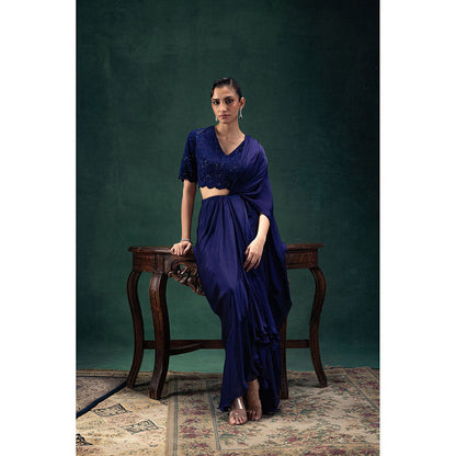 LABEL NAARITI Reevah Pre-Draped Saree with Stitched Blouse