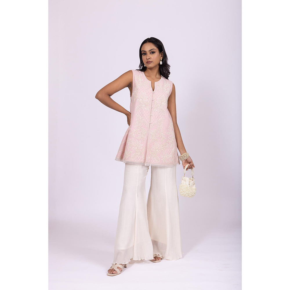 LABEL NAARITI Sabr Pink Kurti with Palazzo (Set of 2)