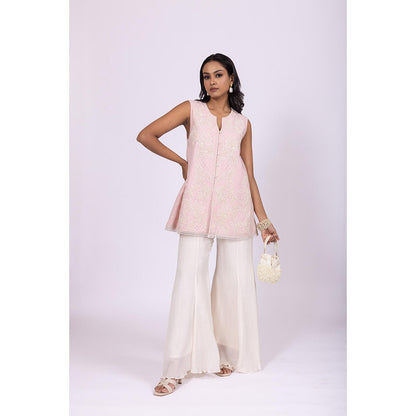 LABEL NAARITI Sabr Pink Kurti with Palazzo (Set of 2)