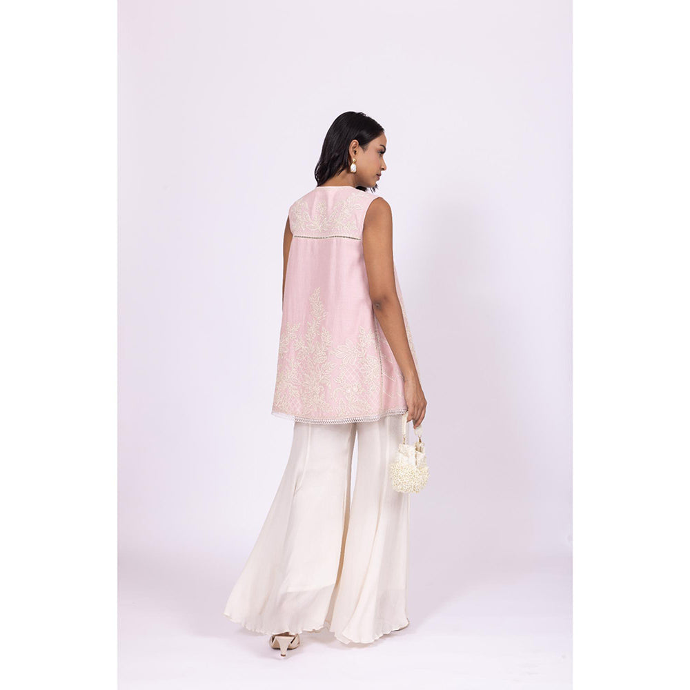 LABEL NAARITI Sabr Pink Kurti with Palazzo (Set of 2)