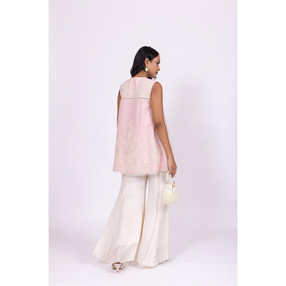 LABEL NAARITI Sabr Pink Kurti with Palazzo (Set of 2)