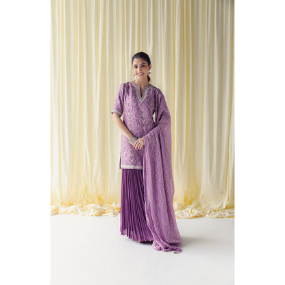 LABEL NAARITI Zaina Lavender Kurti with Palazzo and Dupatta (Set of 3)