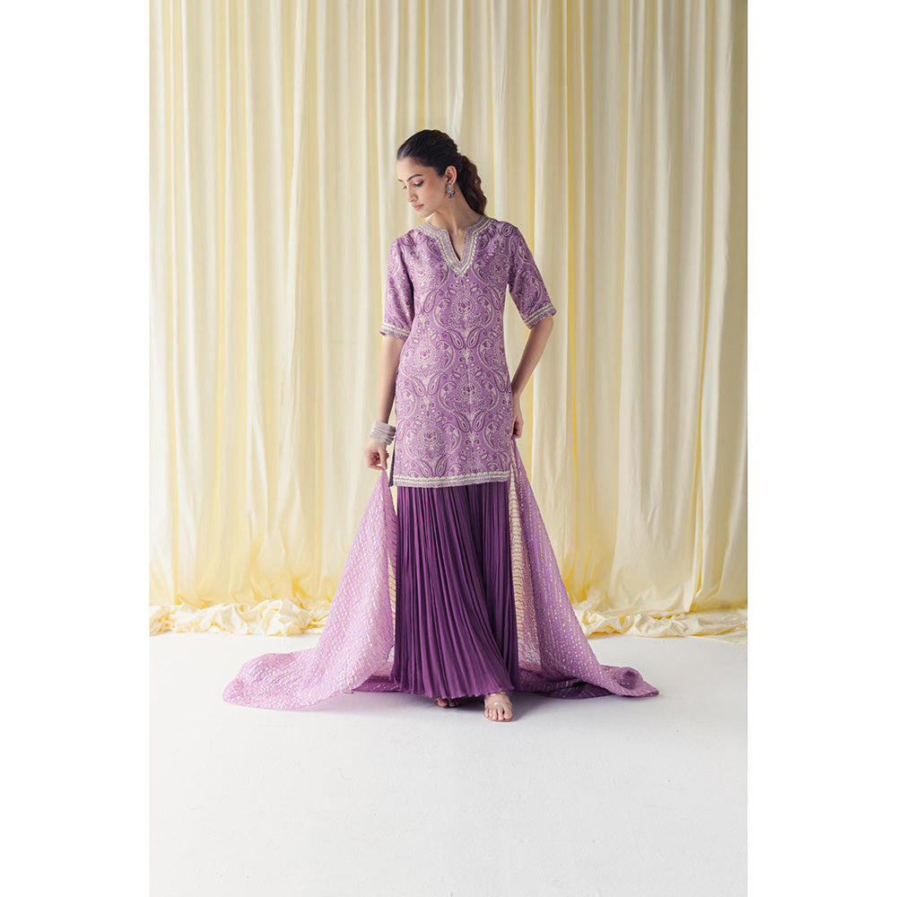LABEL NAARITI Zaina Lavender Kurti with Palazzo and Dupatta (Set of 3)