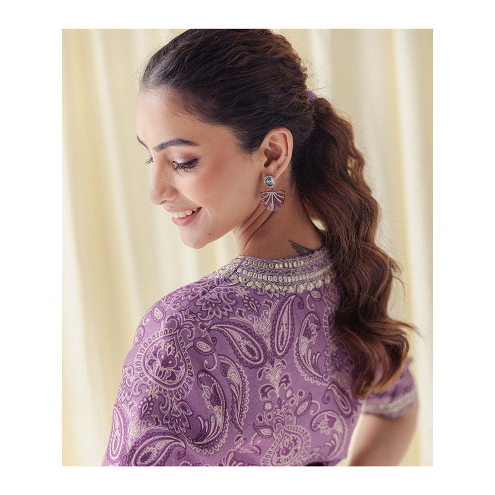 LABEL NAARITI Zaina Lavender Kurti with Palazzo and Dupatta (Set of 3)
