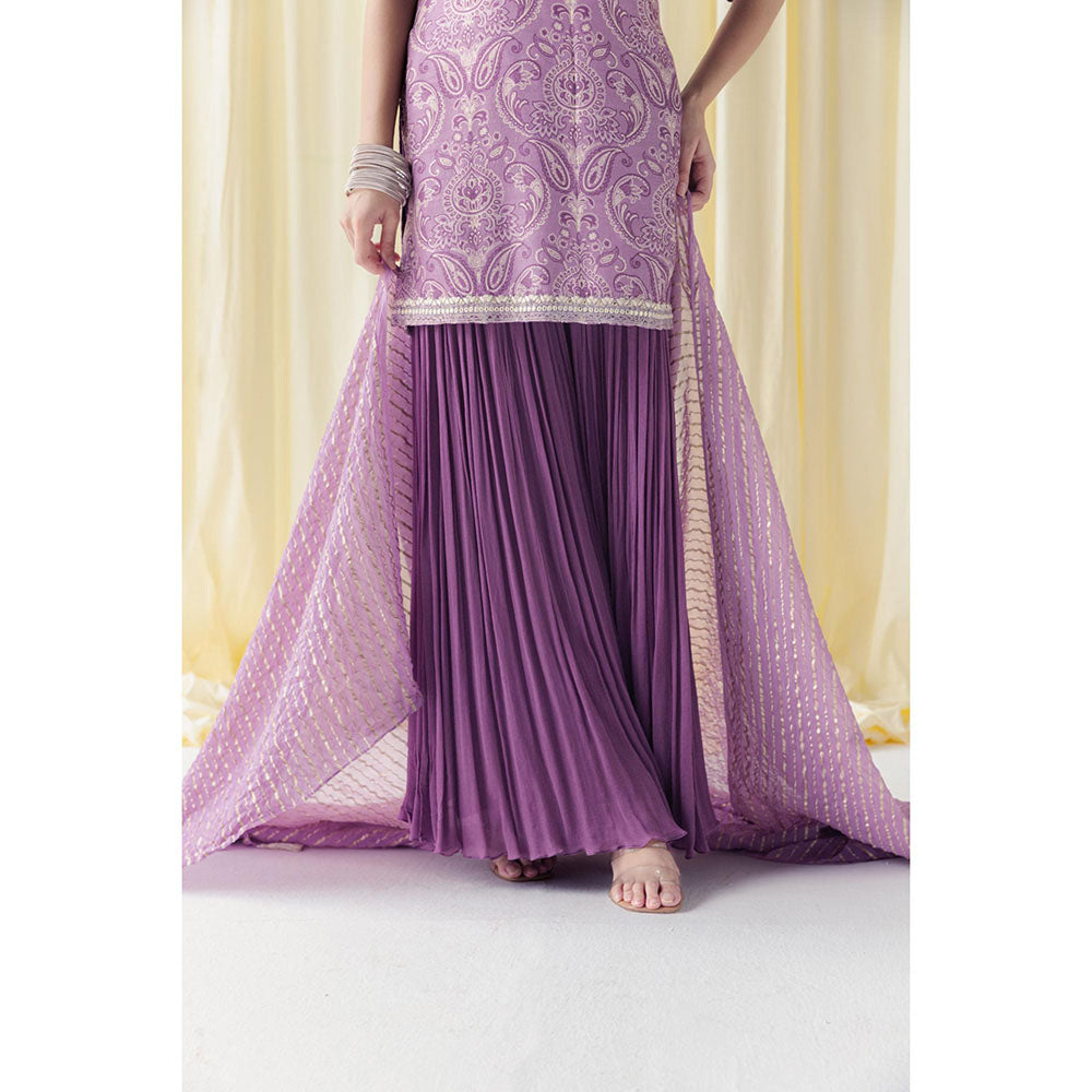LABEL NAARITI Zaina Lavender Kurti with Palazzo and Dupatta (Set of 3)