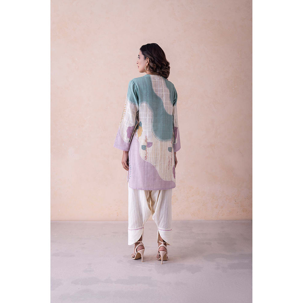 LABEL NAARITI Beige Printed Mrunal Kurta with Salwar (Set of 2)