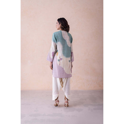 LABEL NAARITI Beige Printed Mrunal Kurta with Salwar (Set of 2)