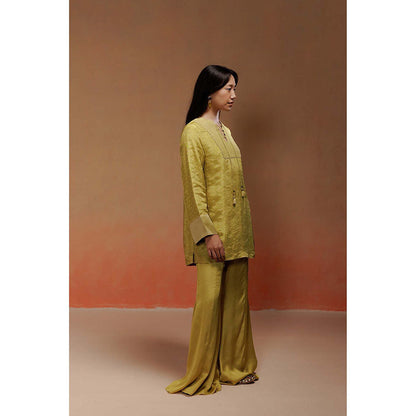 LABEL NAARITI Rasna Embroidered Mustard Tunic with Sharara