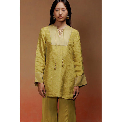 LABEL NAARITI Rasna Embroidered Mustard Tunic with Sharara