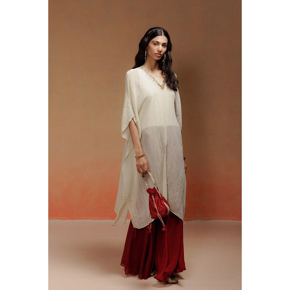 LABEL NAARITI Raza-Beige Kurta With Sharara