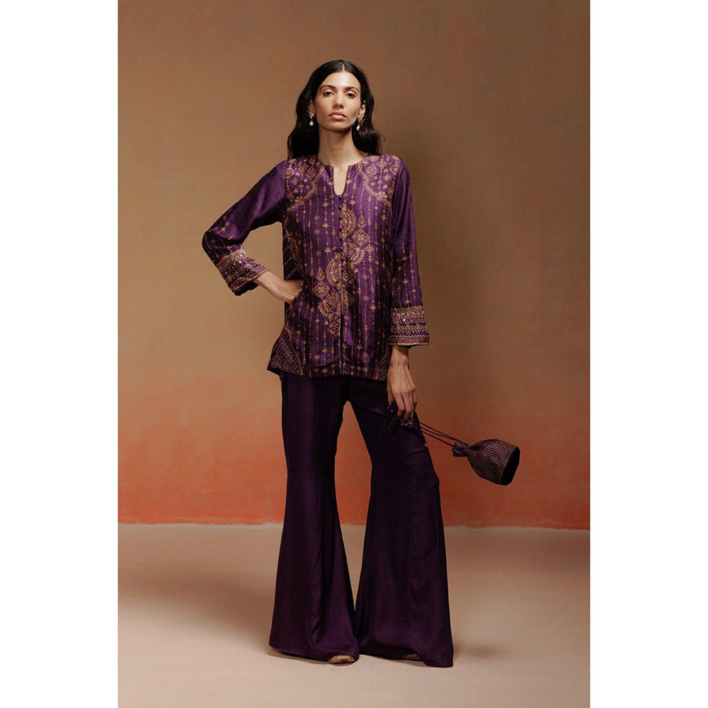 LABEL NAARITI Ashma-Purple Kurta With Sharara