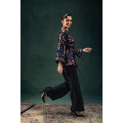 LABEL NAARITI Yasmin Black Regular Fit Co-Ord Set