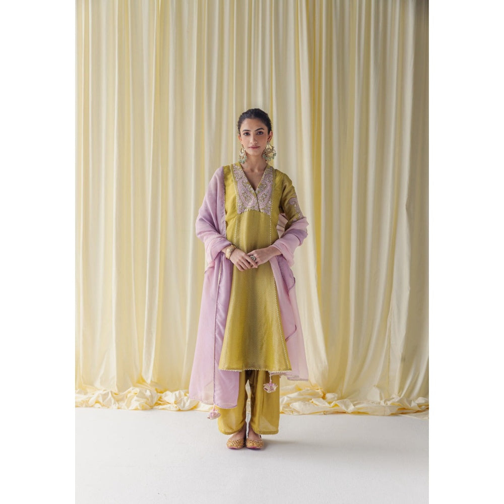 LABEL NAARITI Ahana Yellow Tissue Thread Work Salwar Suit Sets