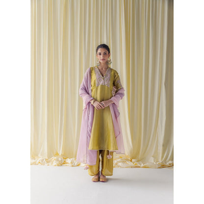 LABEL NAARITI Ahana Yellow Tissue Thread Work Salwar Suit Sets