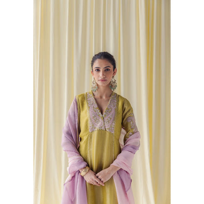 LABEL NAARITI Ahana Yellow Tissue Thread Work Salwar Suit Sets
