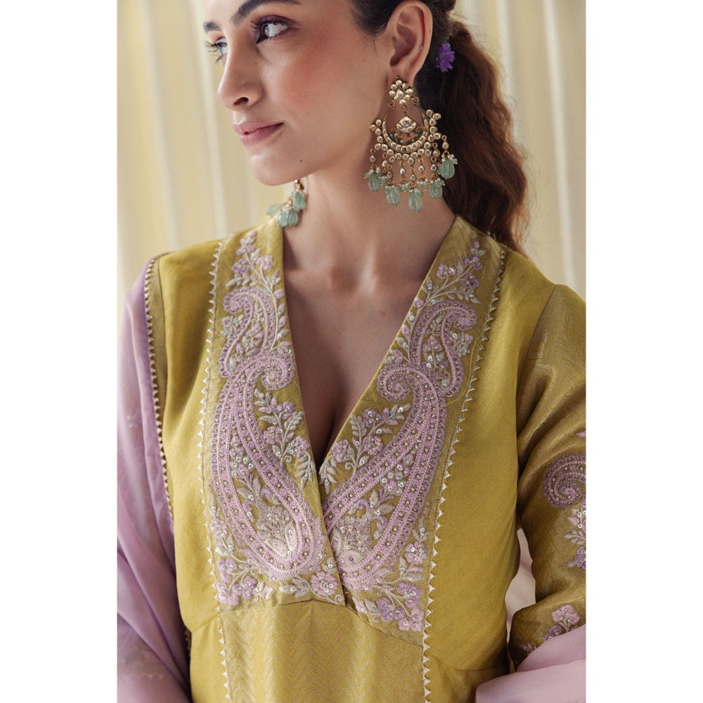 LABEL NAARITI Ahana Yellow Tissue Thread Work Salwar Suit Sets