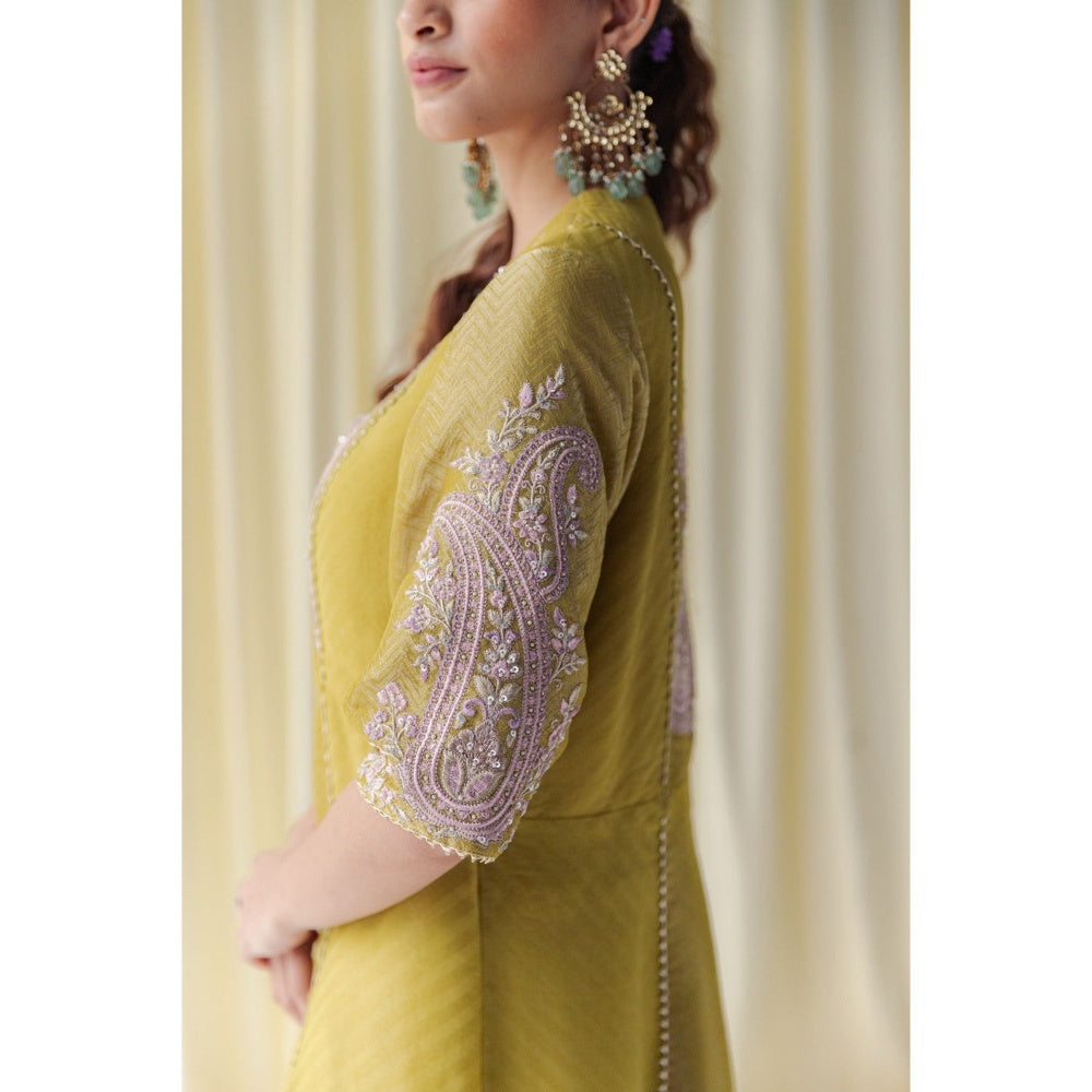LABEL NAARITI Ahana Yellow Tissue Thread Work Salwar Suit Sets