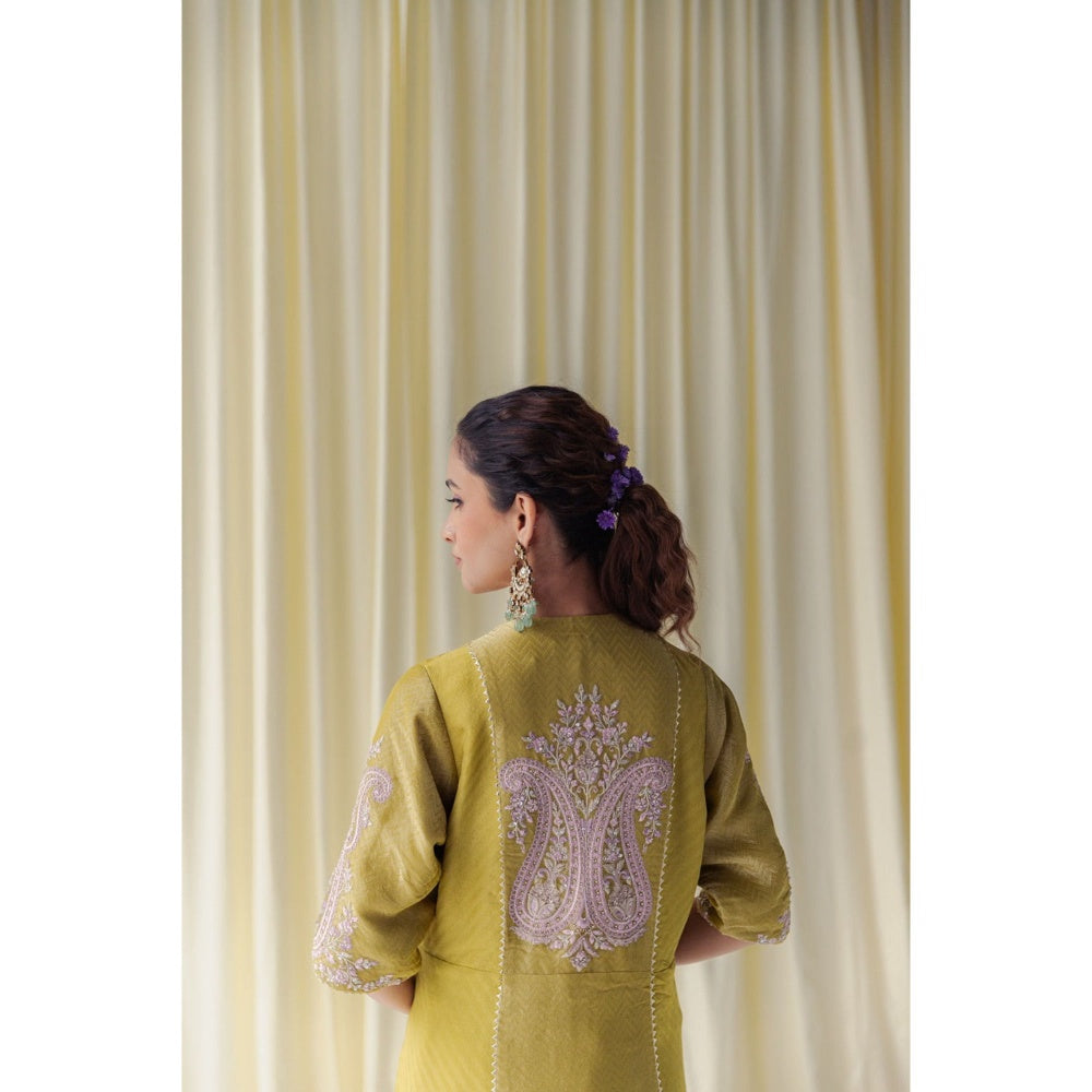 LABEL NAARITI Ahana Yellow Tissue Thread Work Salwar Suit Sets