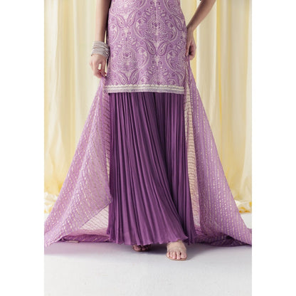 LABEL NAARITI Zaina Purpule Regular Fit Printed Palazzo Sets