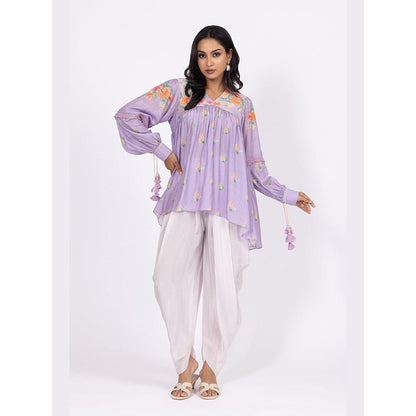 LABEL NAARITI Zoya Purple Thread Work Dhoti Sets
