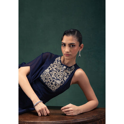 LABEL NAARITI Ishani Navy Blue Regular Fit Thread Work Palazzo Sets