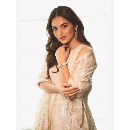 LABEL NAARITI Suhana Beige Embroidered Anarkali Sets