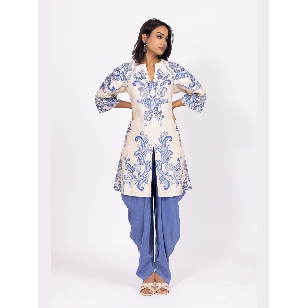 LABEL NAARITI Aza Blue Thread Work Dhoti Sets
