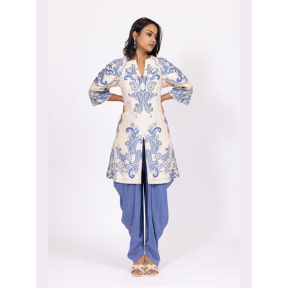 LABEL NAARITI Aza Blue Thread Work Dhoti Sets