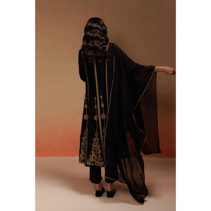LABEL NAARITI Nisha Black Embroidered Anarkali Sets