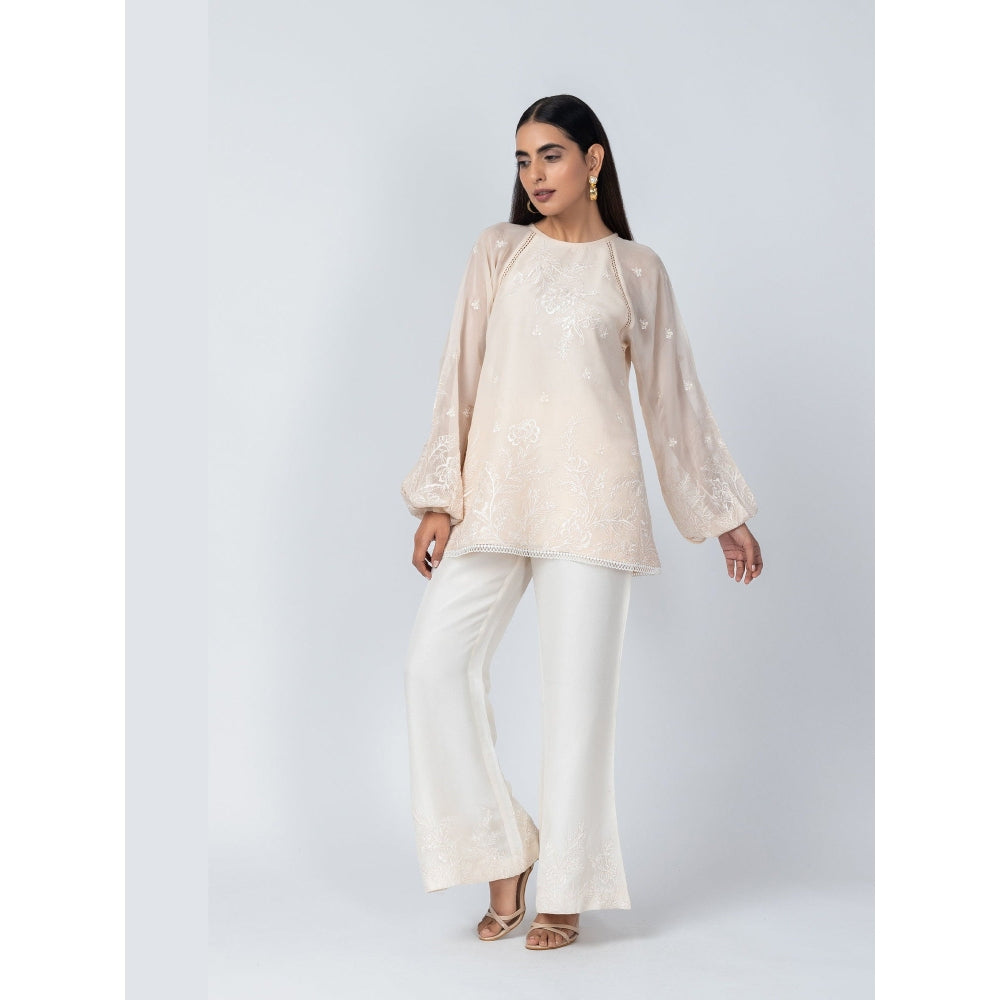 LABEL NAARITI Arzoo Ivory Regular Fit Thread Work Palazzo Sets