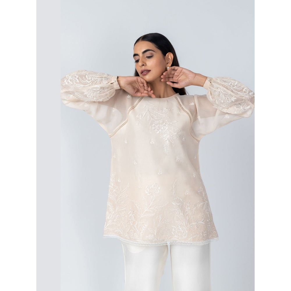 LABEL NAARITI Arzoo Ivory Regular Fit Thread Work Palazzo Sets