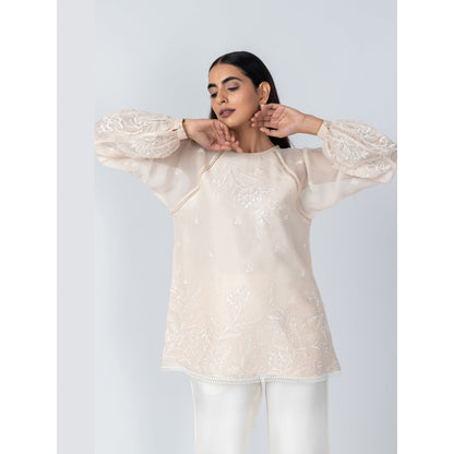 LABEL NAARITI Arzoo Ivory Regular Fit Thread Work Palazzo Sets