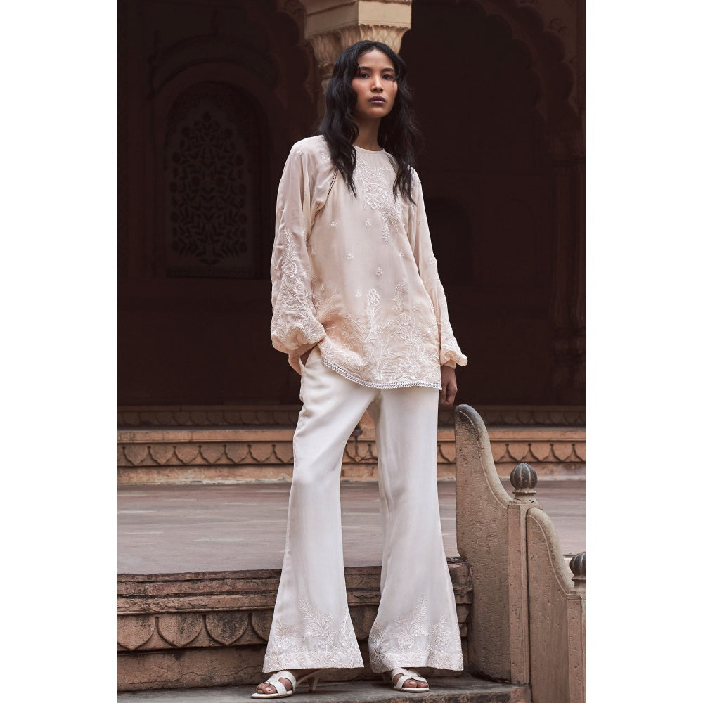 LABEL NAARITI Arzoo Ivory Regular Fit Thread Work Palazzo Sets