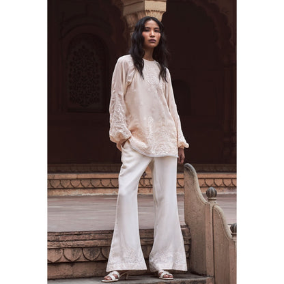 LABEL NAARITI Arzoo Ivory Regular Fit Thread Work Palazzo Sets