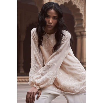 LABEL NAARITI Arzoo Ivory Regular Fit Thread Work Palazzo Sets