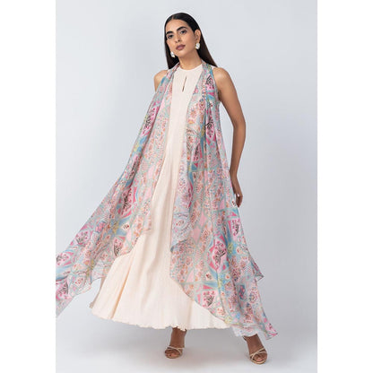 LABEL NAARITI Roohi White Printed Reular Fit Sharara Sets