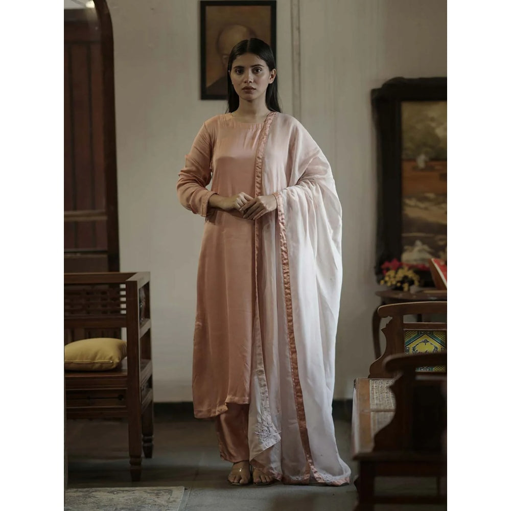 Label Ruby Kashida Embroidered Peach Kurta with Pant (Set of 2)