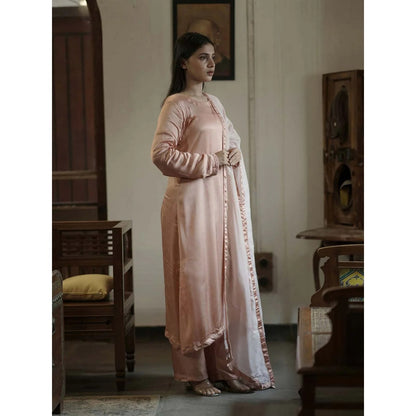 Label Ruby Kashida Embroidered Peach Kurta with Pant (Set of 2)