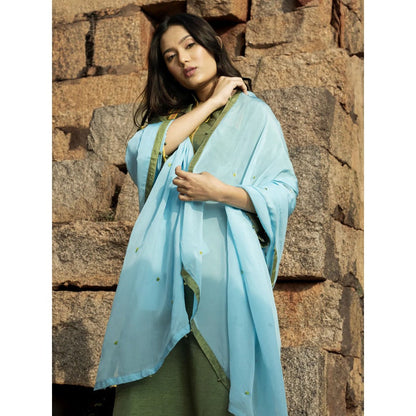 Label Ruby Embroidered Green Kurta with Pant and Dupatta (Set of 3)