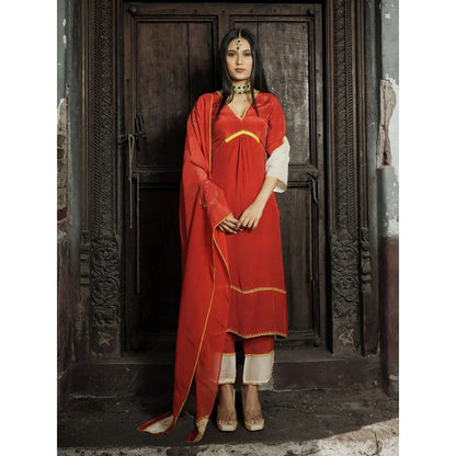 Label Ruby Royal Red Kurta with Pant and Dupatta (Set of 3)