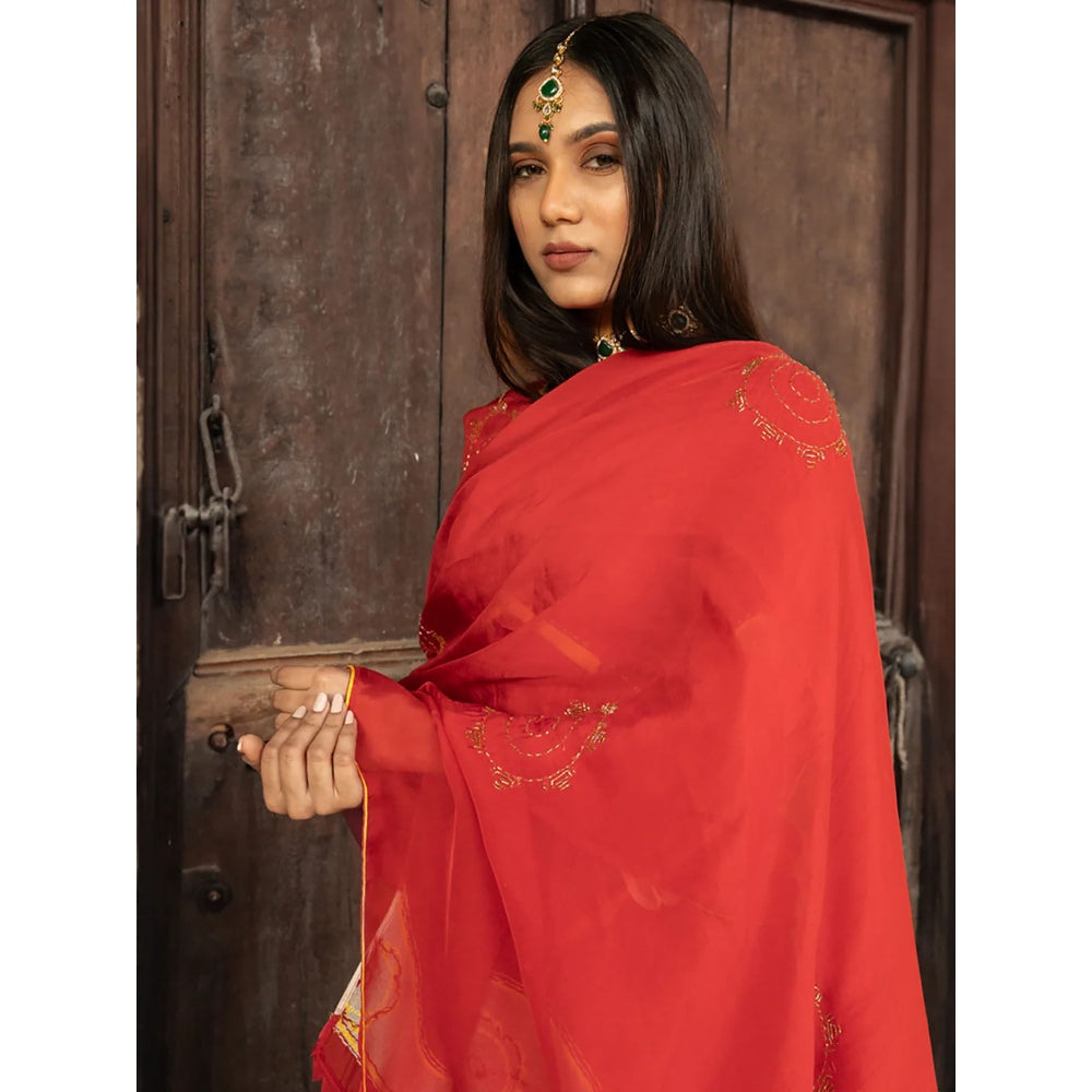 Label Ruby Royal Red Kurta with Pant and Dupatta (Set of 3)
