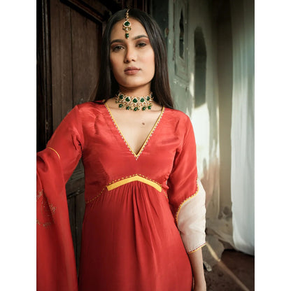 Label Ruby Royal Red Kurta with Pant and Dupatta (Set of 3)